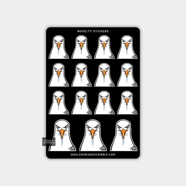 Funny Vinyl Sticker Sheet For Adults - Grumpy Seagull