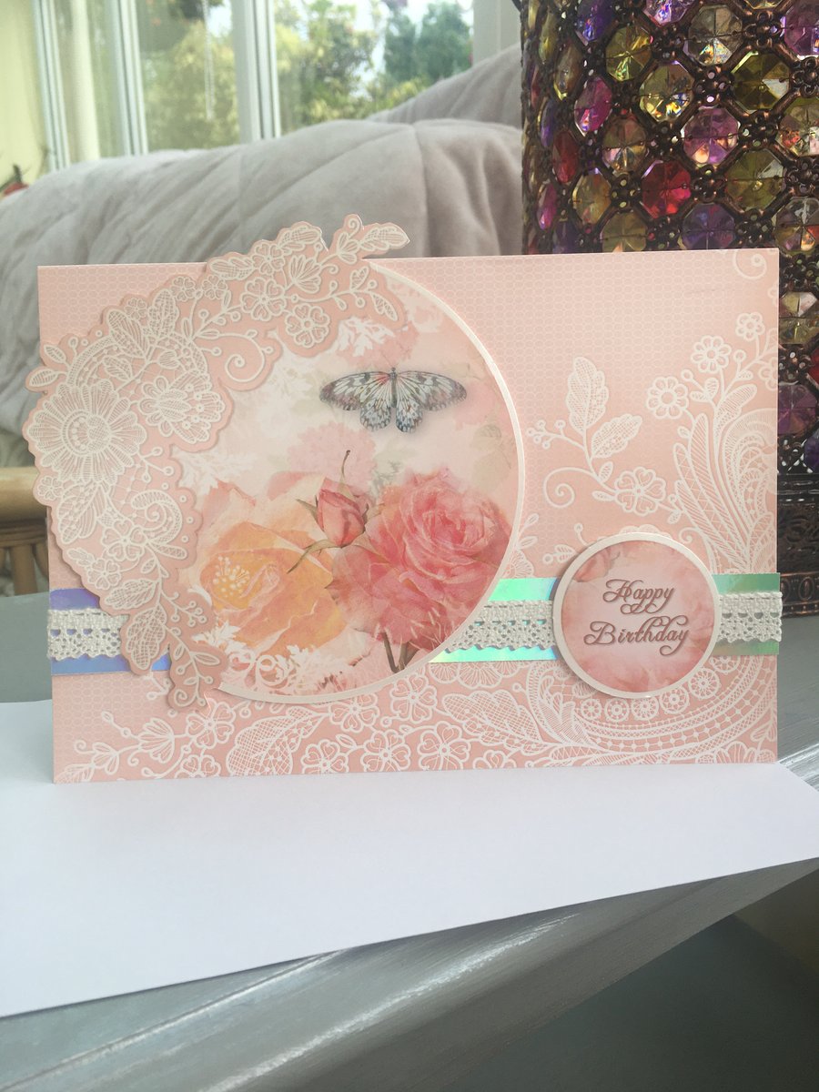 Lacy loveliness feminine birthday card.