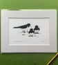 Oystercatchers - print from digital illustration with mount - Image 1