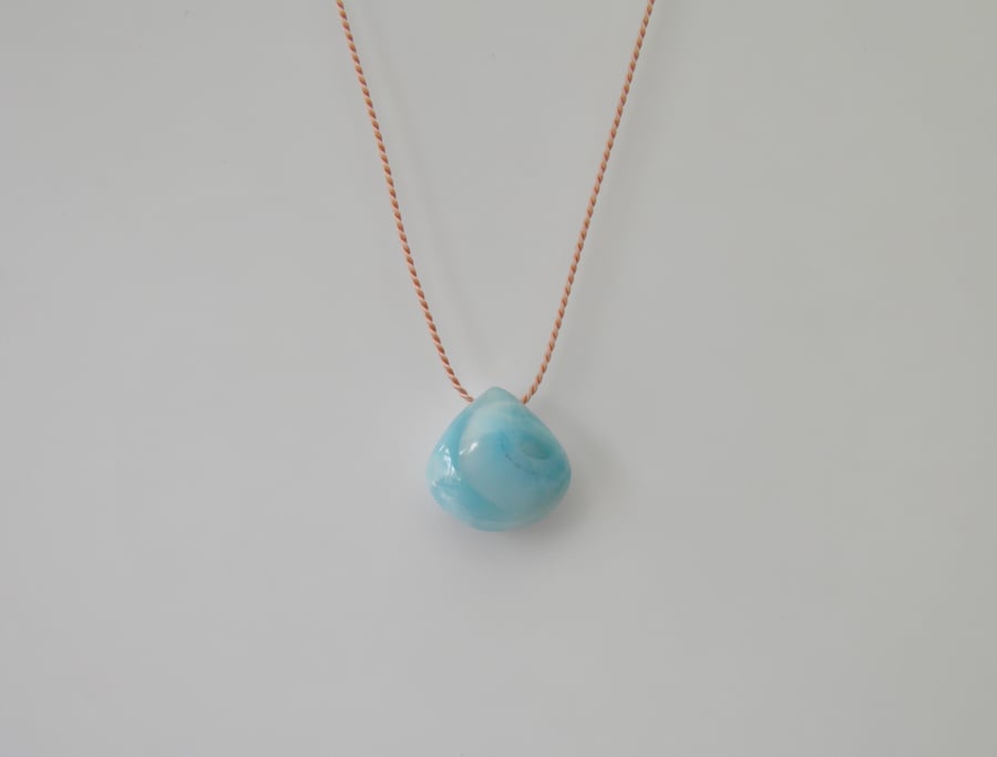 Larimar Necklace on Silk Gemstone Necklace