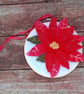 Poinsettia, wool art picture, wool fabric, needle felted  - Image 3
