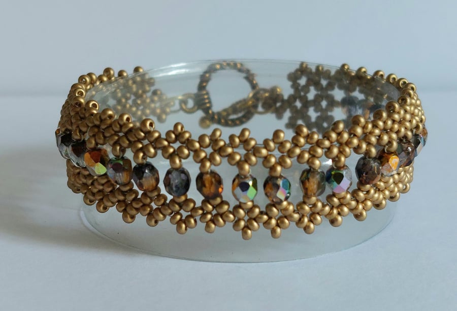 Metallic Gold Crystal Path Bracelet