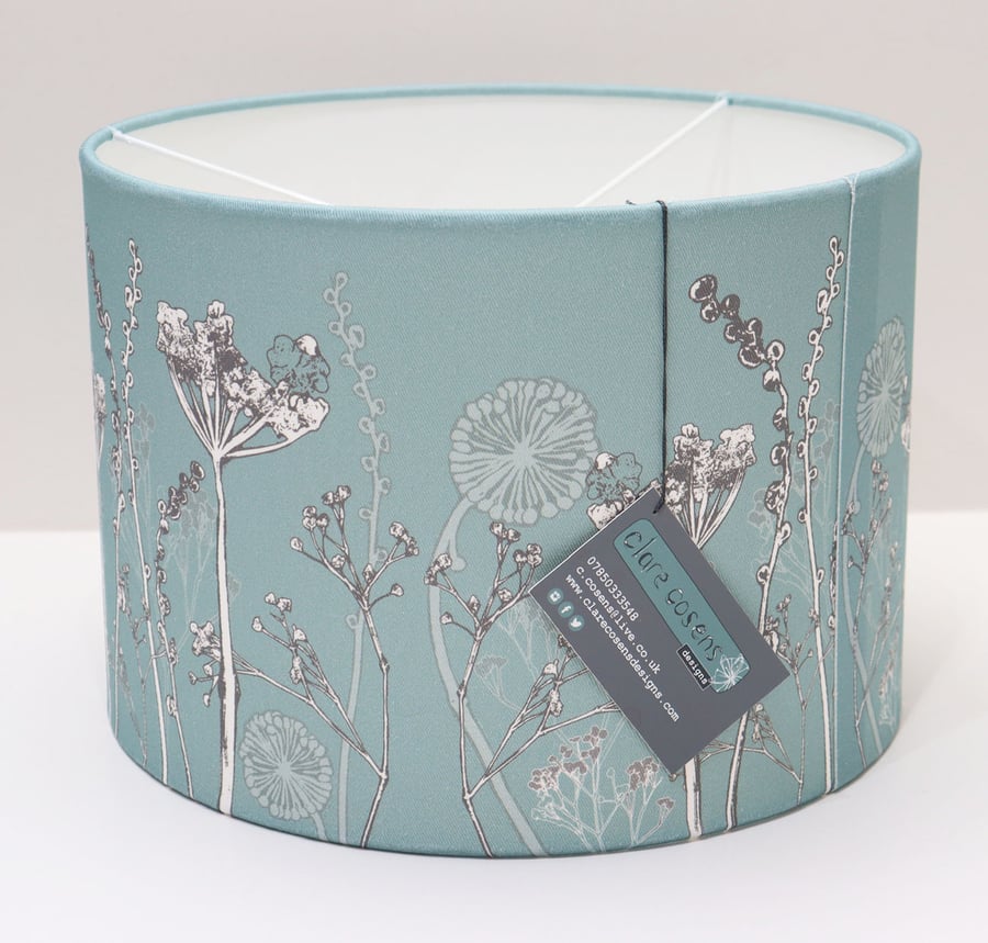 Handmade 30cm Lampshade made from bespoke Cow Parsley fabric