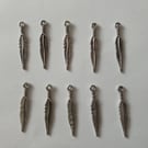 3d feather charms x 10