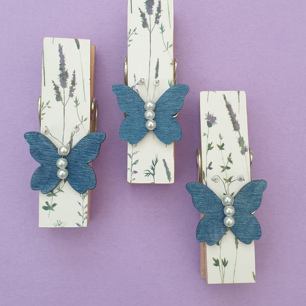 Fridge magnet, butterfly magnetic pegs set of 3, seconds Sunday 
