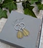 Sterling Silver Circle Earrings with Yellow Sea Glass Beads  JBJ1103