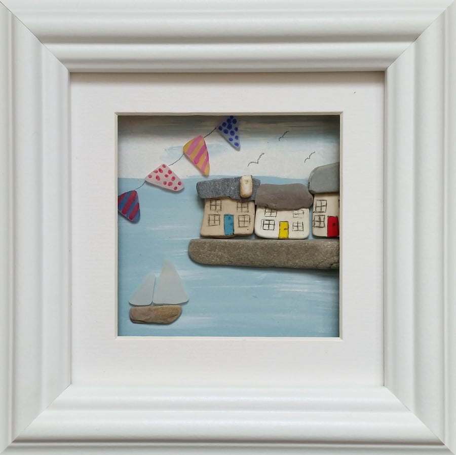 White washed Cottages & Bunting