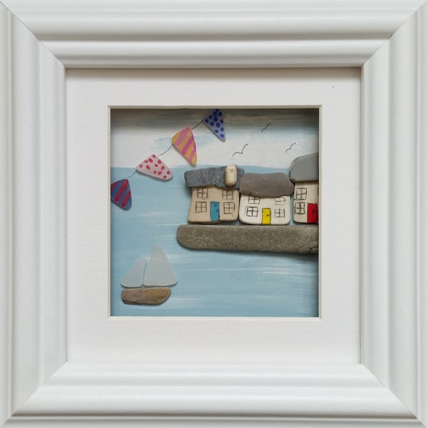 White washed Cottages & Bunting