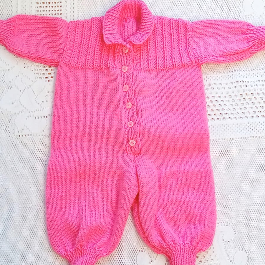 Baby's Long Sleeved All In One, Knitted Babygrow, New Baby Gift
