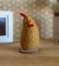 Needle felted brown chicken ornament