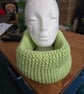 Hand knitted chunky apple green snood - Image 1