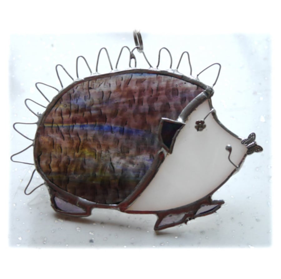 Hedgehog Suncatcher Stained Glass Handmade Right 065