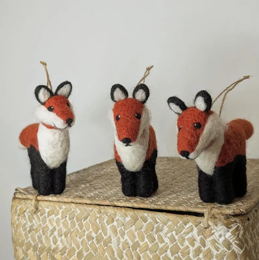 Needle Felted wool Fox decoration