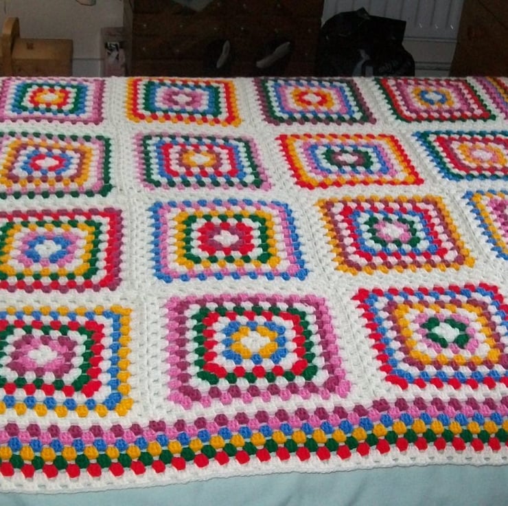 Large granny square design crochet blanket Folksy