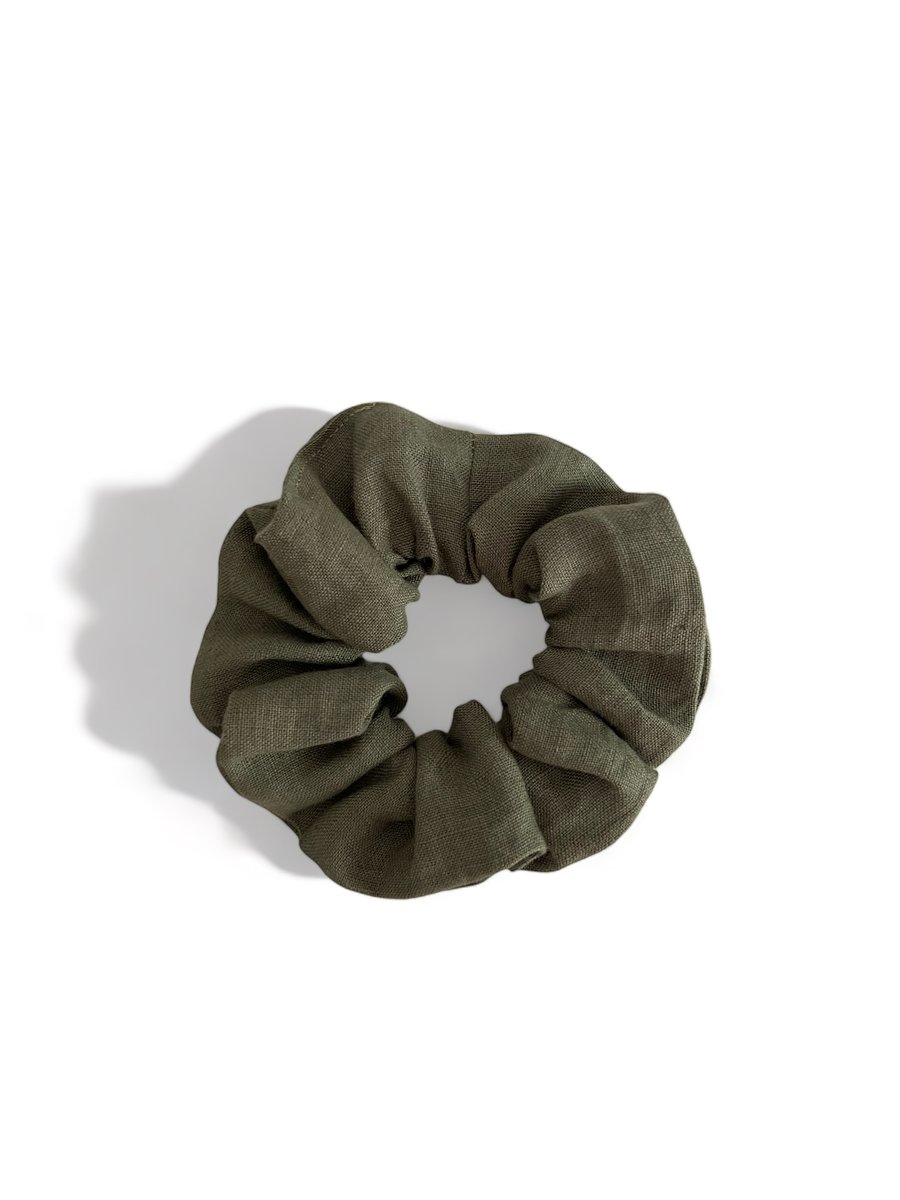 Stone Green 100% Linen Scrunchie - XL