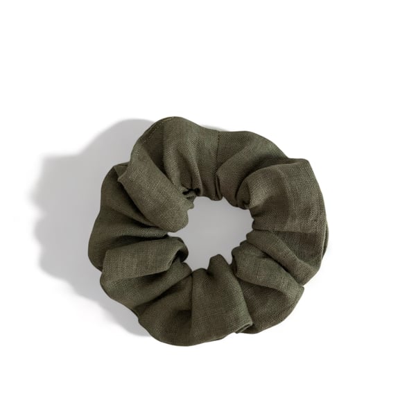 Stone Green 100% Linen Scrunchie - Large