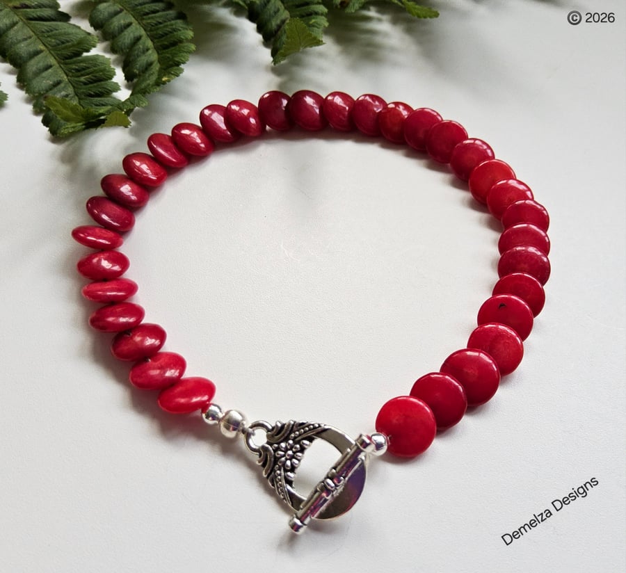 Eco Red Bamboo Coral Bracelet