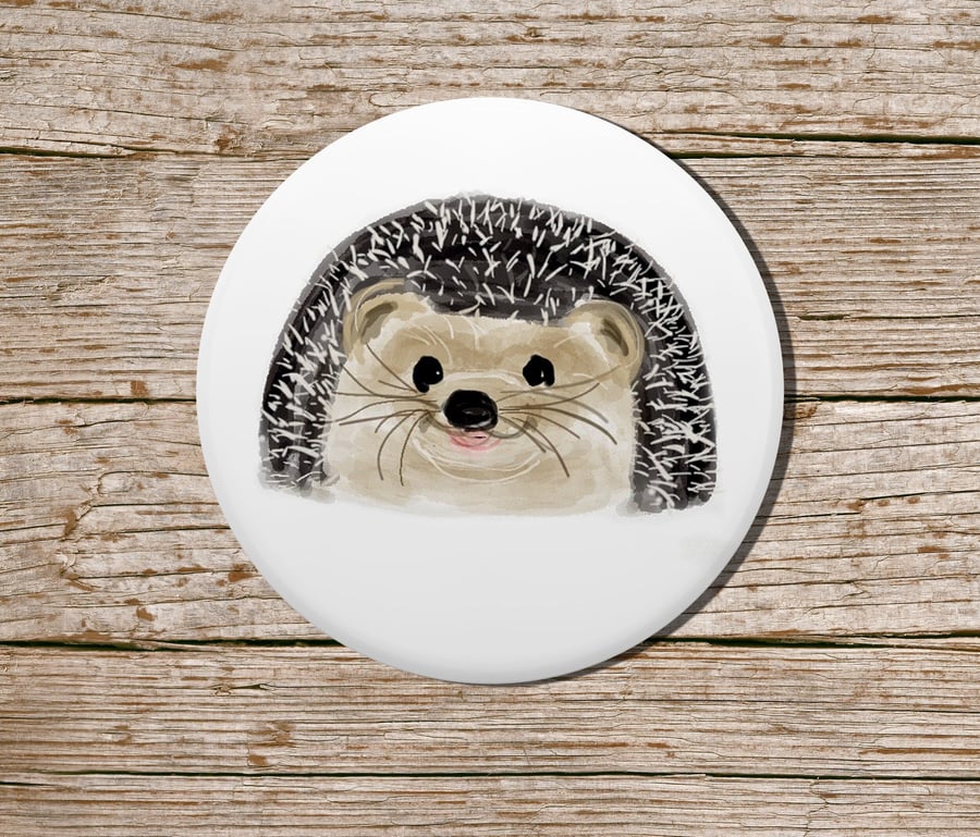 Hedgehog Pocket Mirror, Hedgehog , Hedgehog Illustration, Hedgehog Hand Mirror