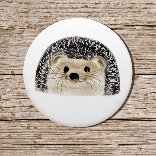 Hedgehog Pocket Mirror, Hedgehog , Hedgehog Illustration, Hedgehog Hand Mirror