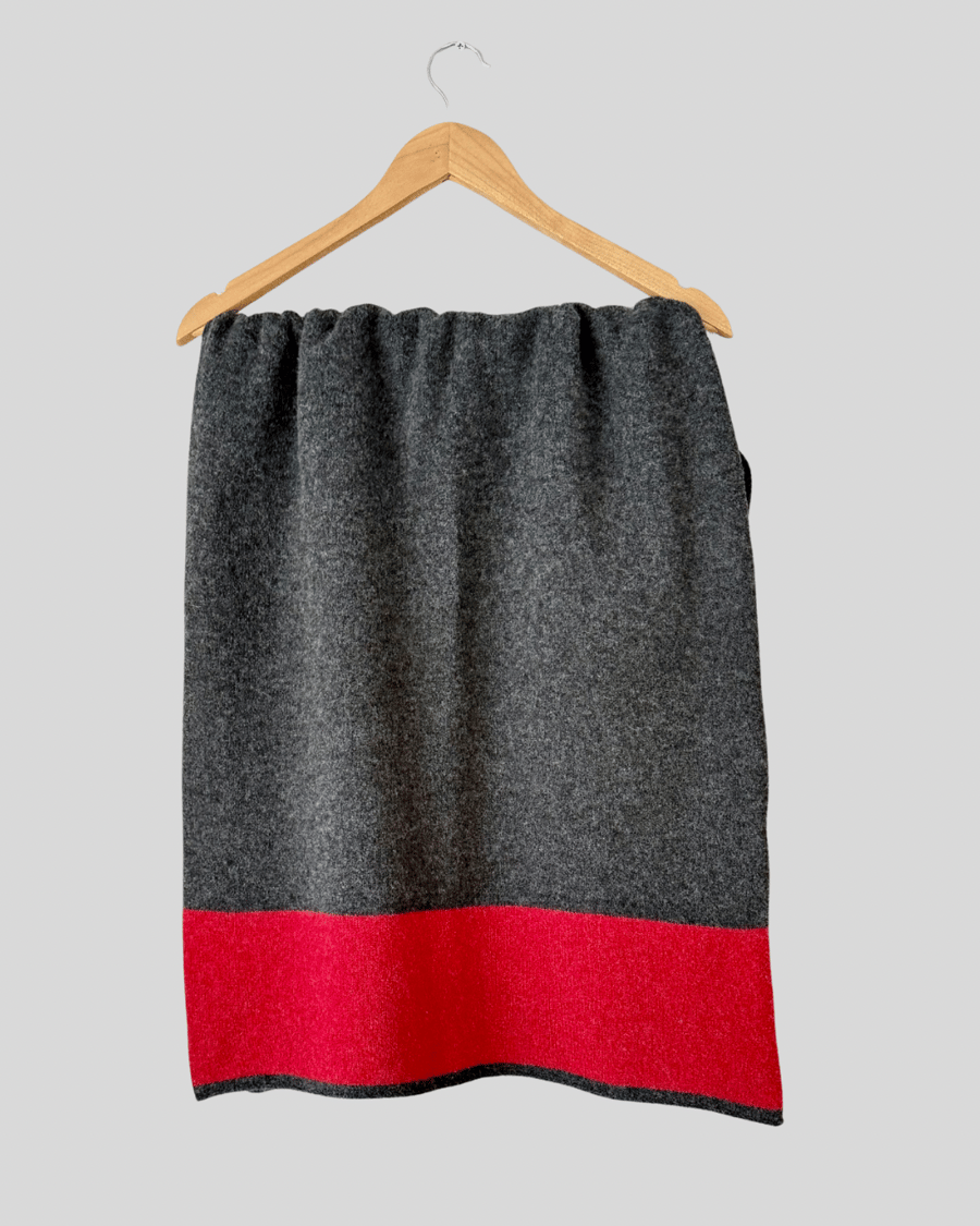 Shawl Scarf Wrap luxuriously soft merino lambswool graphite grey berry red ends