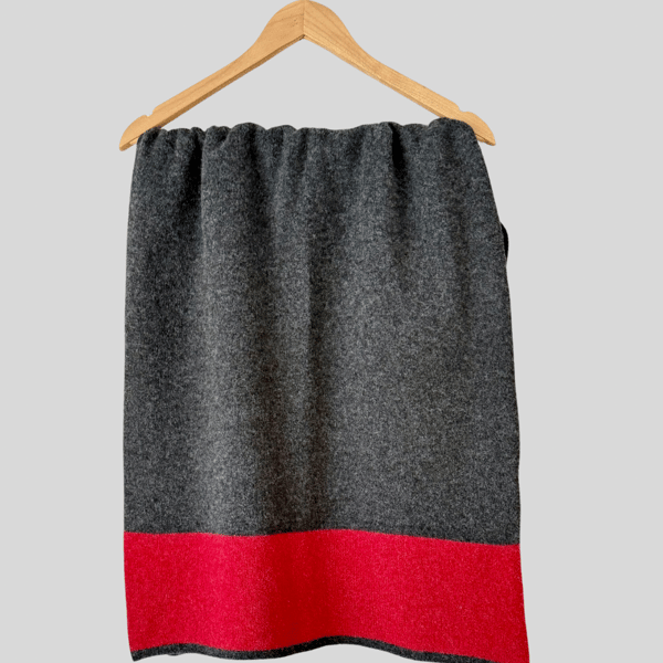 Shawl Scarf Wrap luxuriously soft merino lambswool graphite grey berry red ends