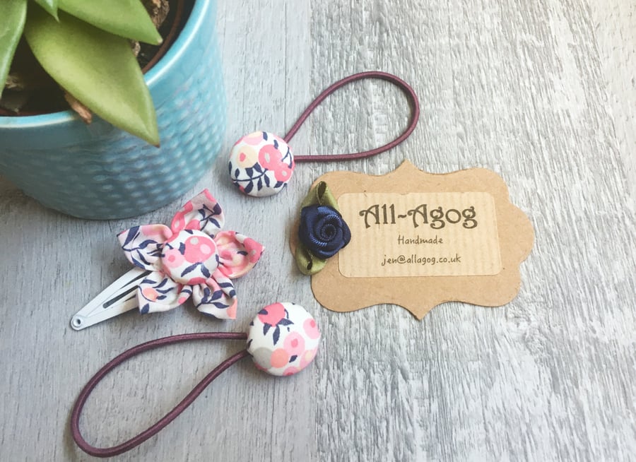 Liberty Handmade Flower Hair Clip - Wiltshire Berry Pink