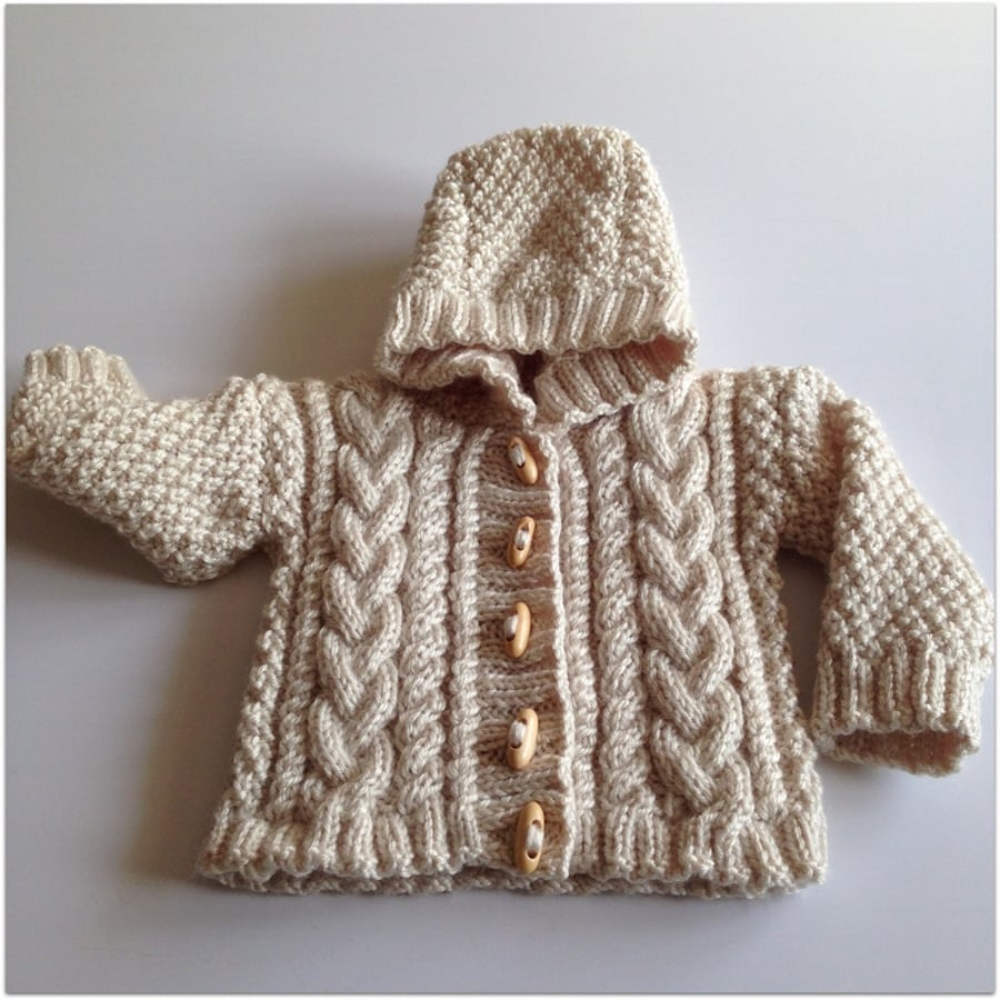 Hooded Aran Jacket - 6-12 months - Girl's