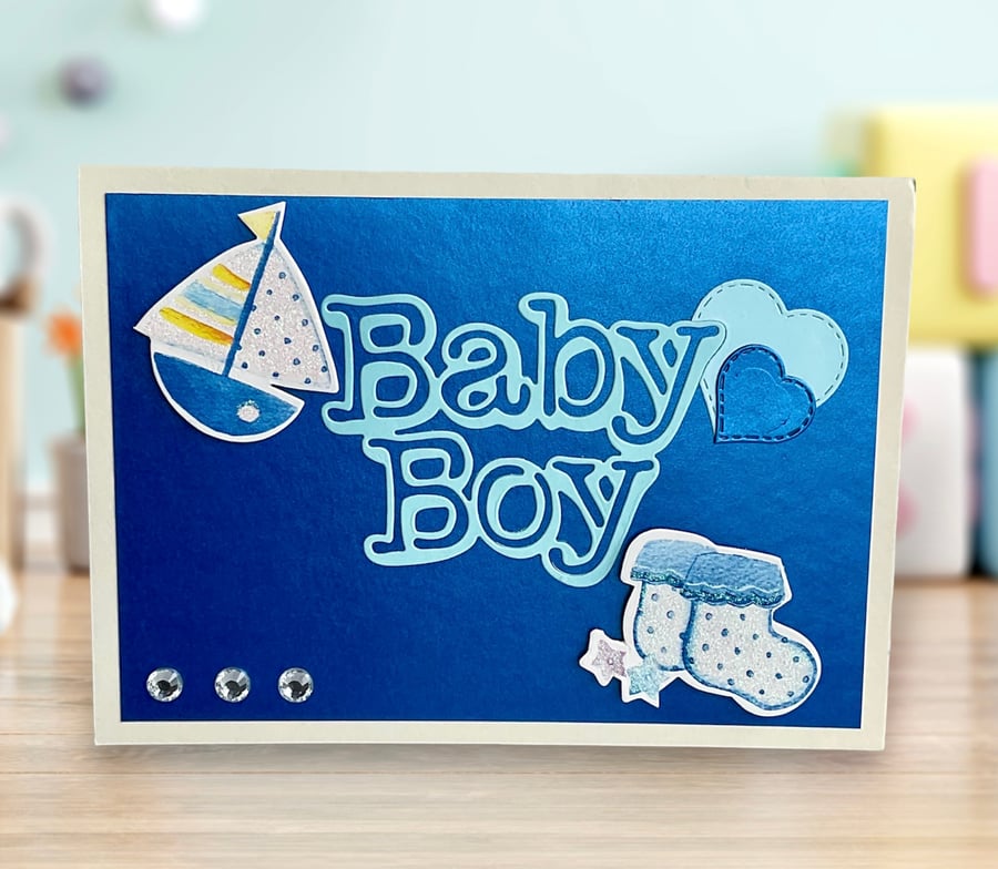 Card. New baby boy card.