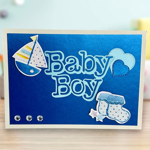 Card. New baby boy card.