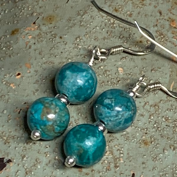 Gorgeous Turquoise and sterling silver earrings FREE UK POSTAGE