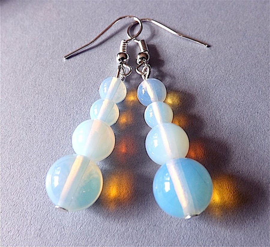 Earrings for pierced ears, sensational moonstone dangle.
