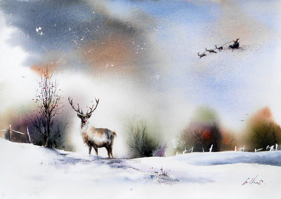 In search of Rudolf, Original Watercolour Painting.