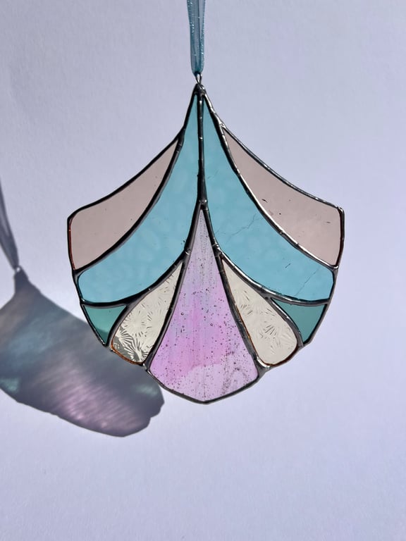 Pastel Art Deco stained Glass Suncatcher in dopamine decor colours