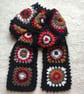 Handmade Crochet Granny Square Sunburst Scarf – Autumn Colours – Boho