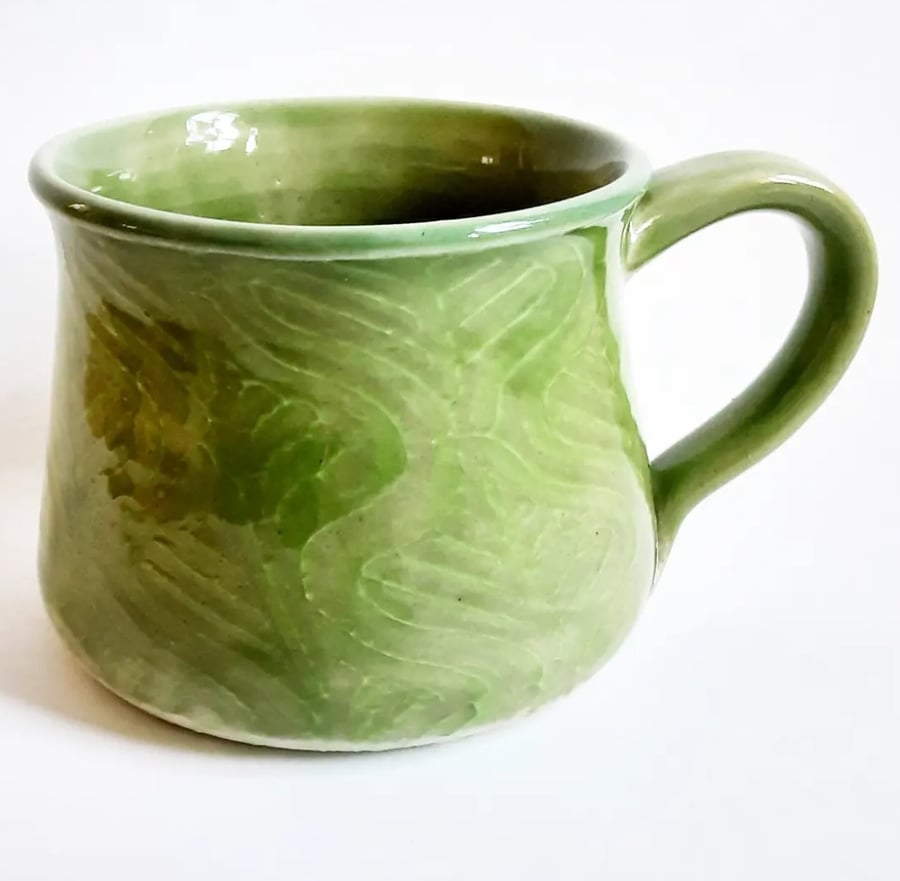 Green Mug - Hand Thrown Stoneware Ceramic Mug