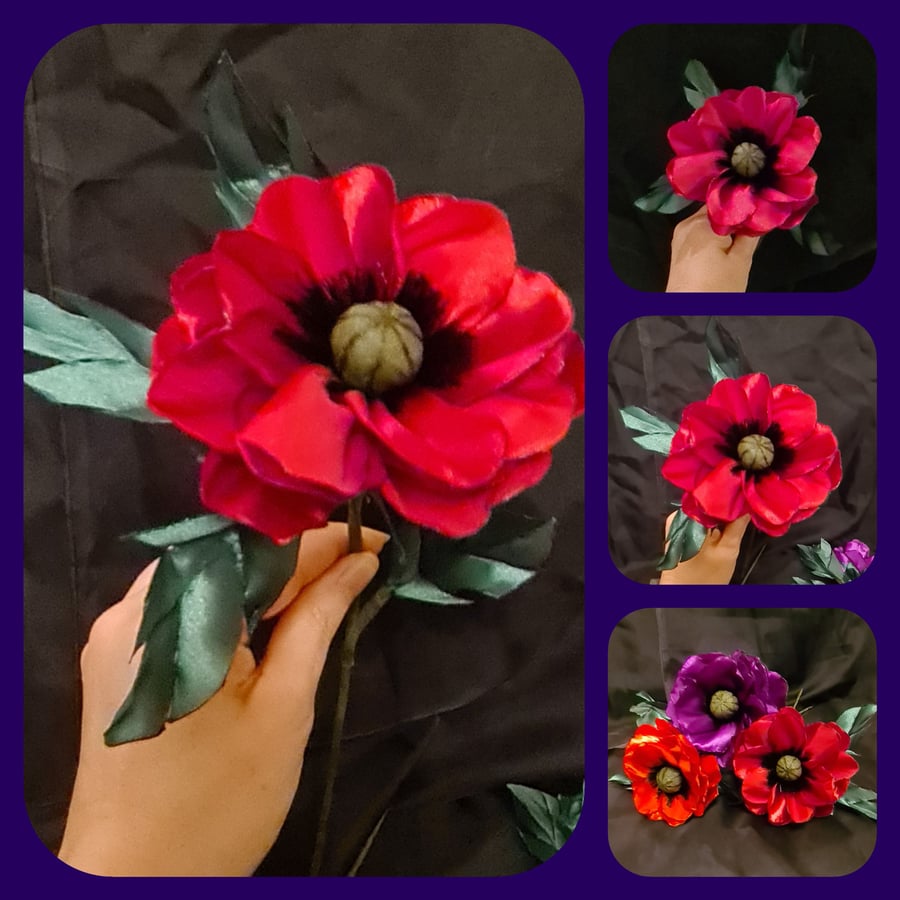 Beautiful Dark Red Poppy - Artificial Flower.