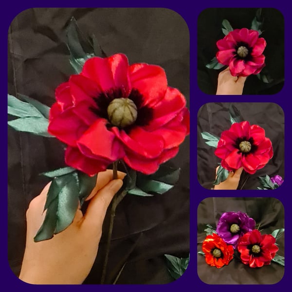 Beautiful Dark Red Poppy - Artificial Flower.