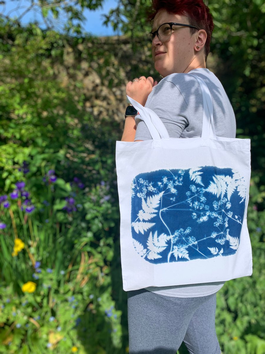 Cyanotype Tote Bag Field Plants