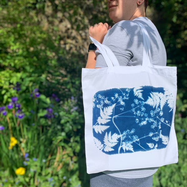 Cyanotype Tote Bag Field Plants