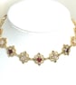 Ruby Red Crystal Gold Necklace, Regency Style 
