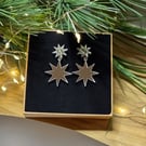 Double Star Christmas Acrylic Earrings - Silver