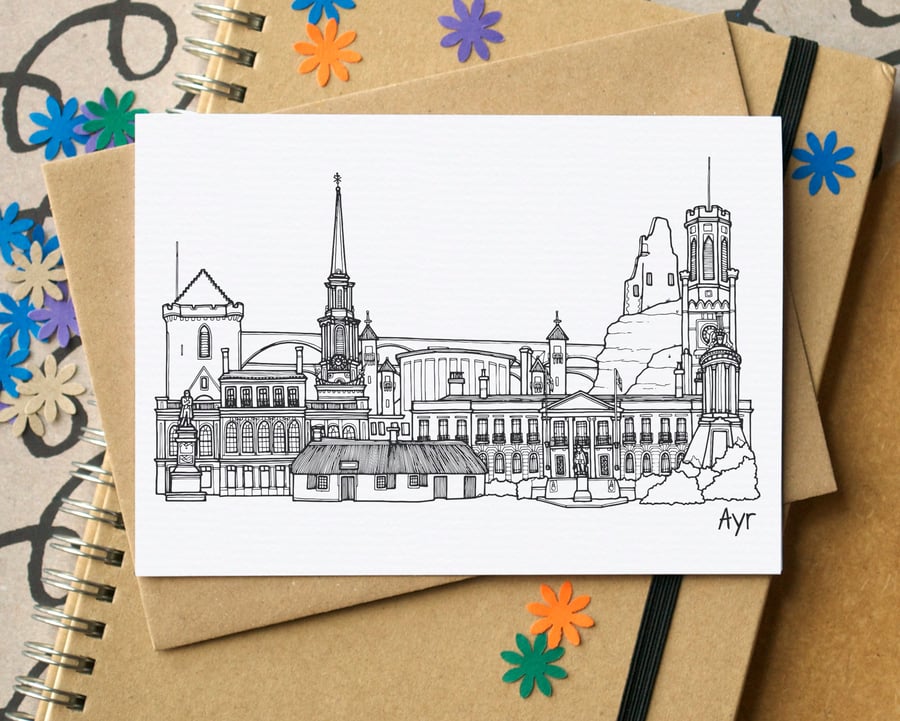 Ayr Skyline Greetings Card