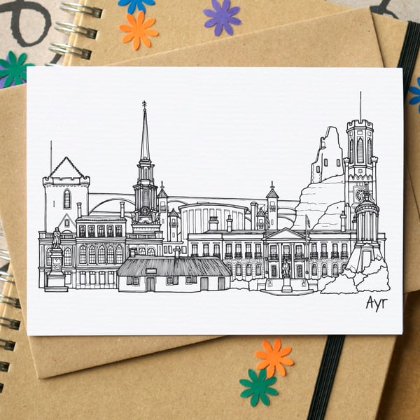 Ayr Skyline Greetings Card