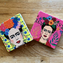 Set of Two Freda Kahlo Natural Stone Coaster