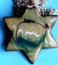 six point star scrolled red-brown, white and dark green over pale green - Image 4