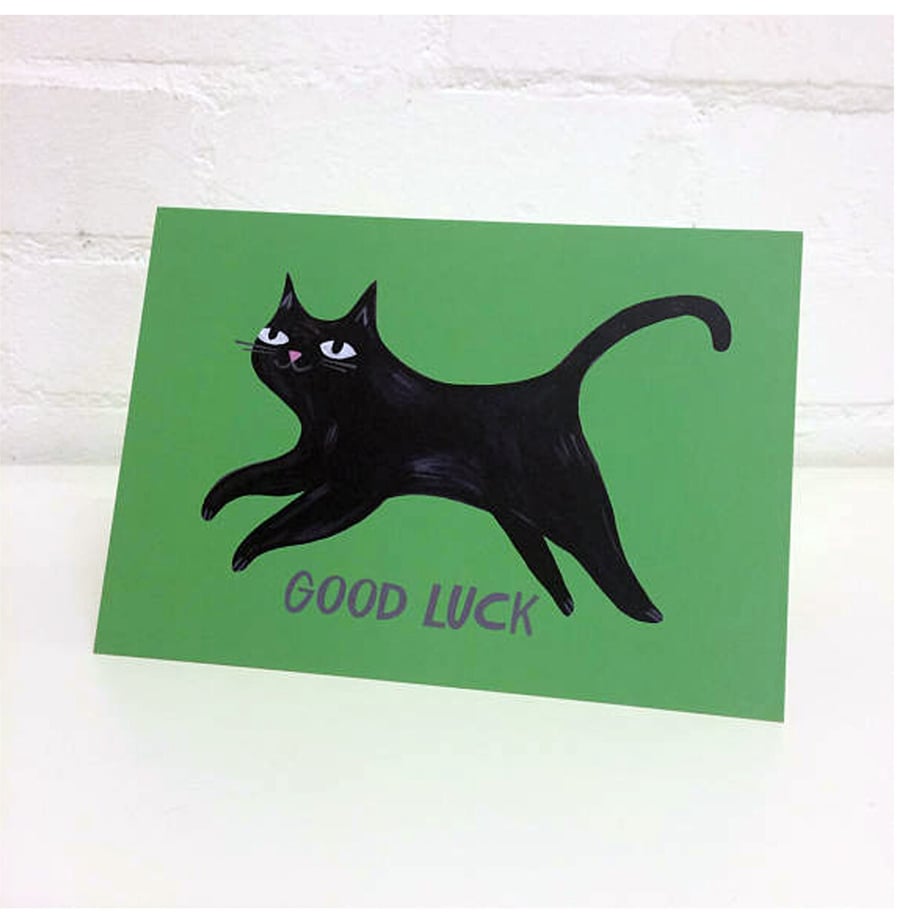 Black Cat Good Luck Card