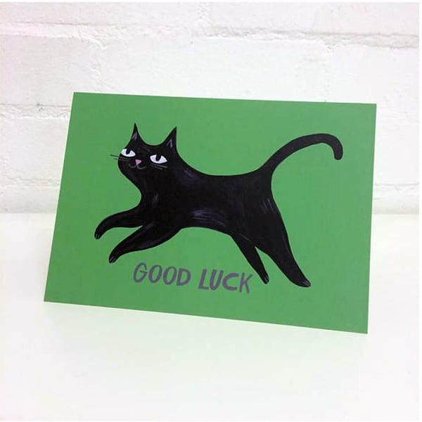 Black Cat Good Luck Card
