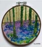 ,BLUEBELL WOOD, handmade, original, needle felted mixed media picture 
