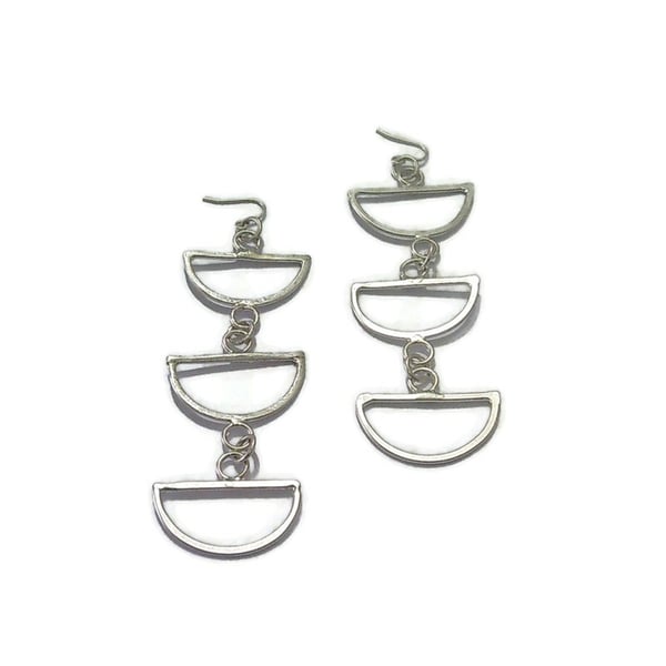 Sterling silver semi circle geometric drop handmade earrings