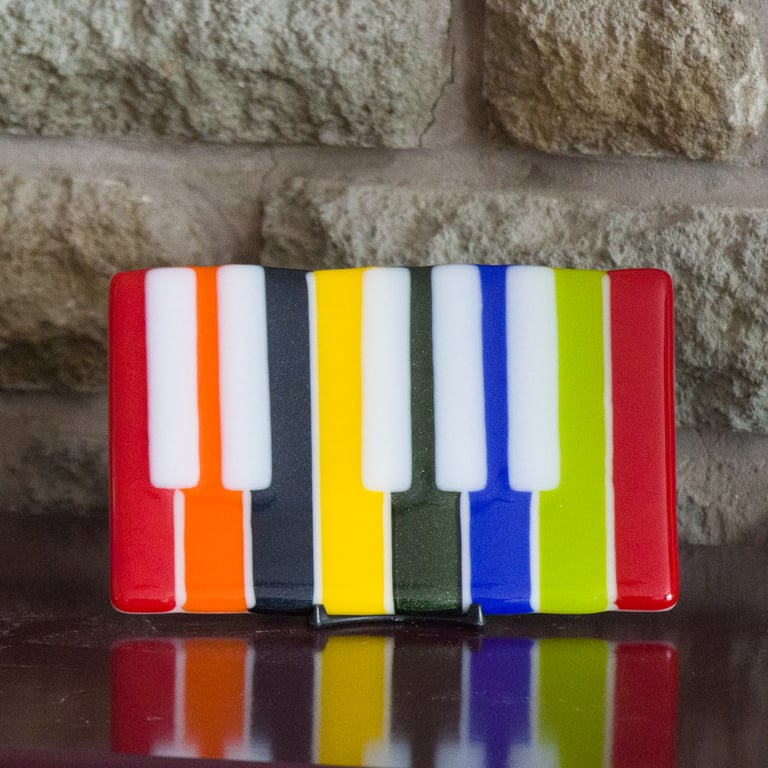 Multi-coloured Fused Glass Keyboard Plaque - 9291